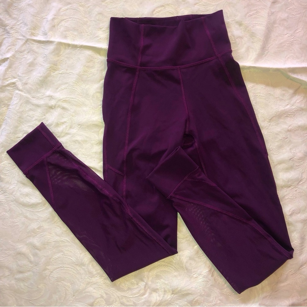 LULULEMON Hot Like Agni Mesh Panel High Rise Leggings P30416 Purple Sz 4
